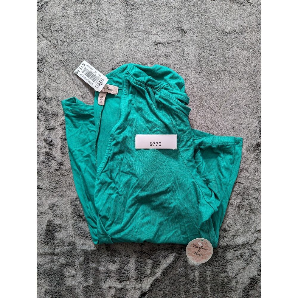 Harlow & Rose Short Sleeve V Neck Shirt Women's Size XL Green - Picture 9 of 9